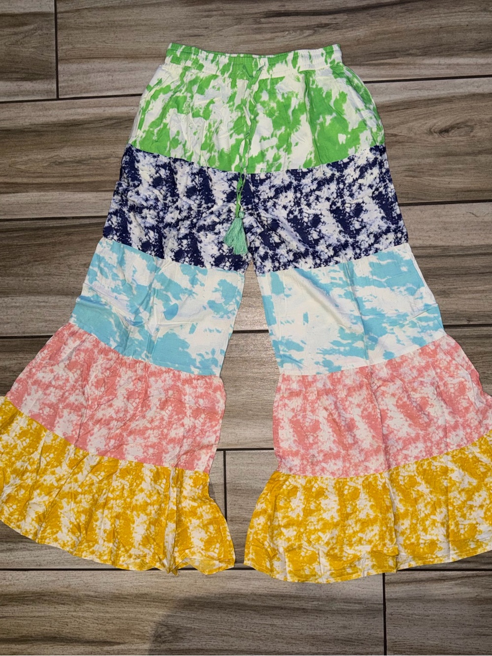 Lani Multicolor Tiered Tie-Dye Ruffle Skirted Pants
